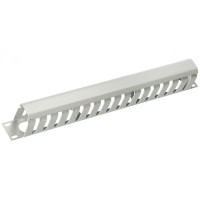 Органайзер кабельный19" 1U с крышкой, металлический (серый) Cabeus JB07-1U-GY